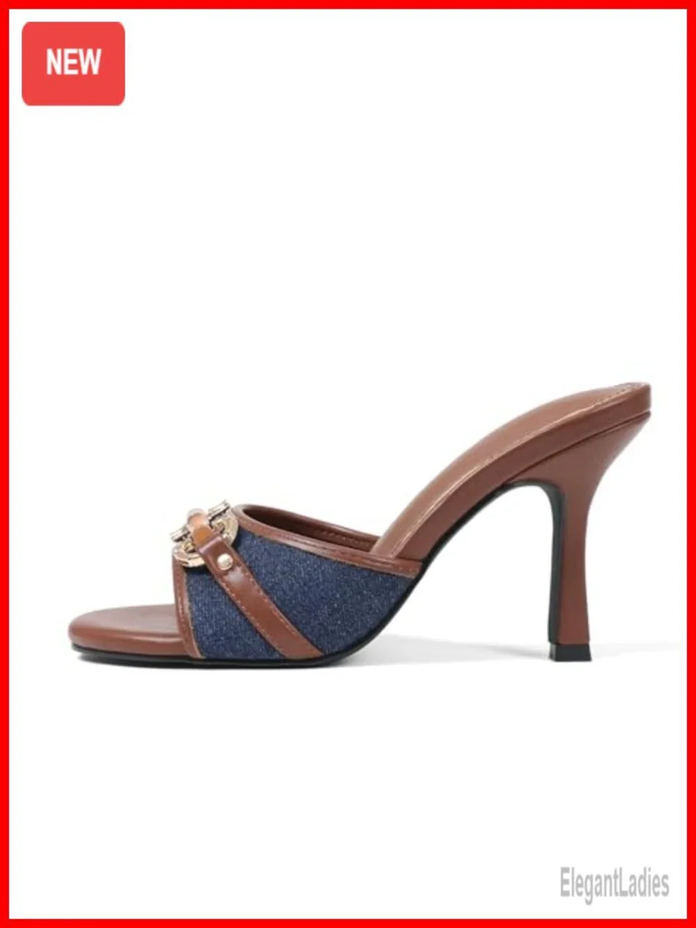 Women Open Toe Stiletto Mules Slip On Heeled Sandals Non-Slip Sole